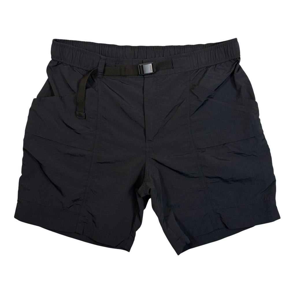 Eddie Bauer Ripstop Tech Cargo Shorts Mens Large L Black Belted Nylon Hiking UPF